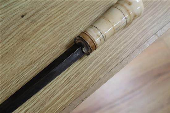 An ivory handled swordstick, early 20th century, length 102cm